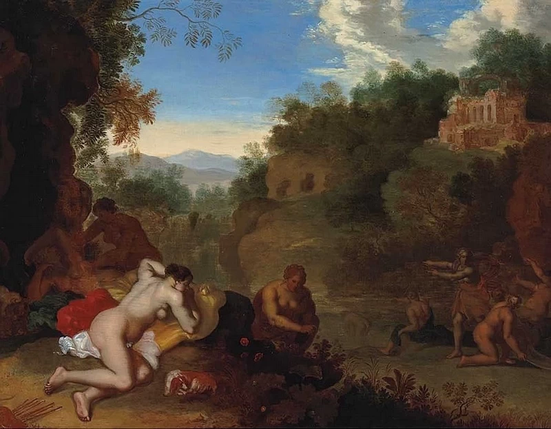 Diana e le sue ninfe in un paesaggio
